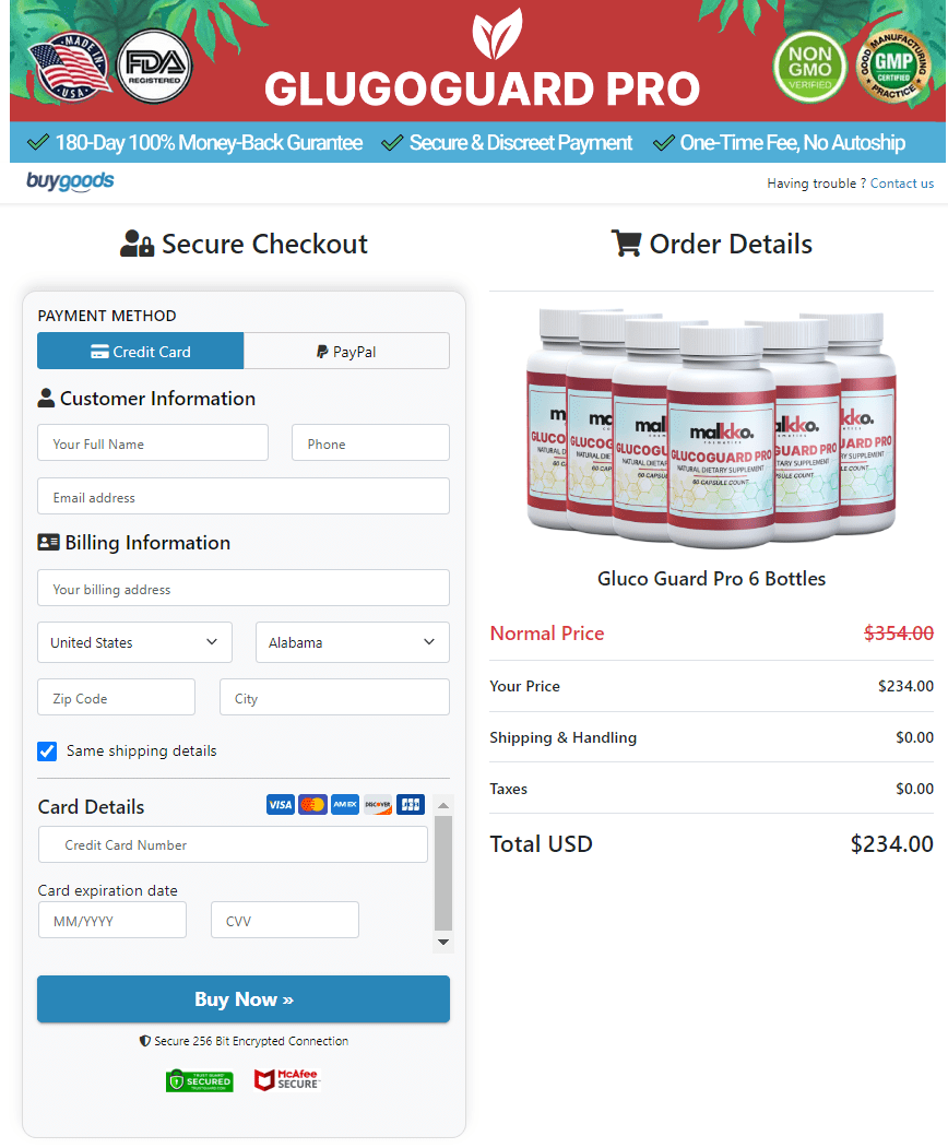 GlucoGuard Pro Order Page